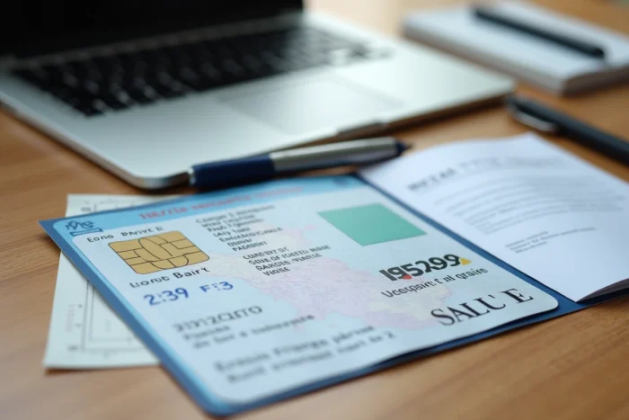 Documents du permis de conduire B2 sur un bureau avec formulaire de demande officiel