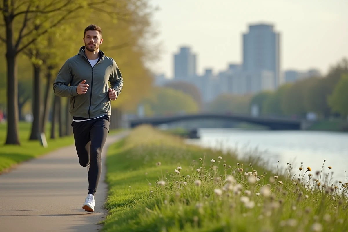 Jeune homme courant le long d