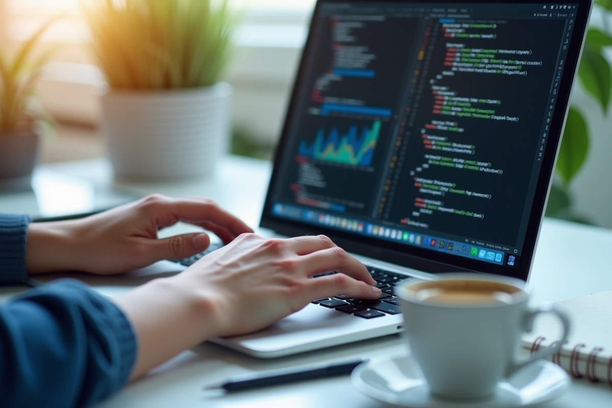 Mains travaillant sur un clavier d